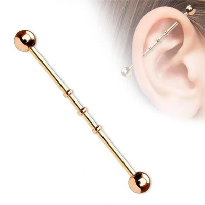 Afbeelding van Industrial piercing Notched rose gold plated