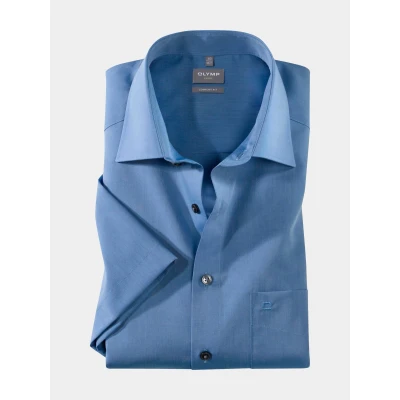Afbeelding van OLYMP overhemd korte mouw Luxor Comfort Fit blauw effen