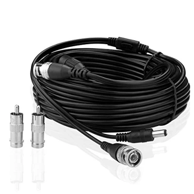 Afbeelding van SIENOC 20M DC Power beveiligingscamera kabel CCTV Video Wire BNC RCA DVR zwart