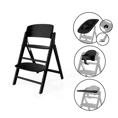 Afbeelding van Cybex Kinderstoel CLICK &amp; FOLD 4 in 1 Stunning Black/Black Met Newbornset, Babyset Eetblad