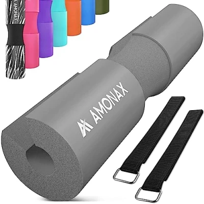 Afbeelding van AMONAX Barbell Squat Pad, extra dikke schuimvulling voor nek en schouderondersteuning, Heavy Duty Gym Fitness Workout Cover Vrouwen Hip Thrusts, Gewichtheffen zware squats (Grijs)