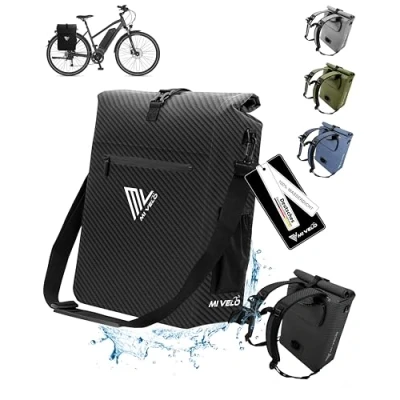 Afbeelding van MIVELO Nieuwe bagagedrager fietstas 3 in 1 tas, rugzak, schoudertas 100% waterdicht met verwijderbare laptoptas, koolstofvezel