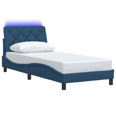 Afbeelding van vidaXL Bedframe met LED verlichting stof blauw 90x200 cm