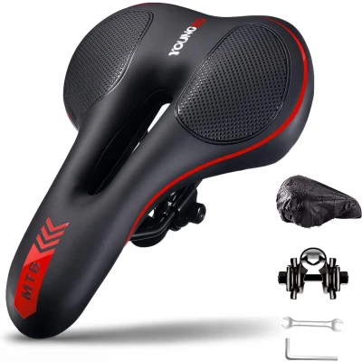 Afbeelding van fietszadel Gel, met schokabsorberend en ademend, ergonomisch waterdichte hoes nachtreflecterende strepen, racefiets / mountainbike zadel voor vrouwen mannen