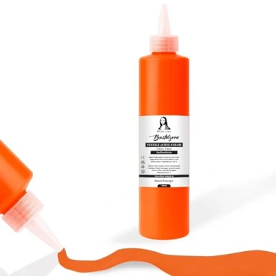Afbeelding van Stofkleur 500ml. Wasvaste textielverf. T shirt kleur voor lichte stoffen. Wasmachinebestendig, wasbestendig. Textielverf, stofverf. (neon oranje)