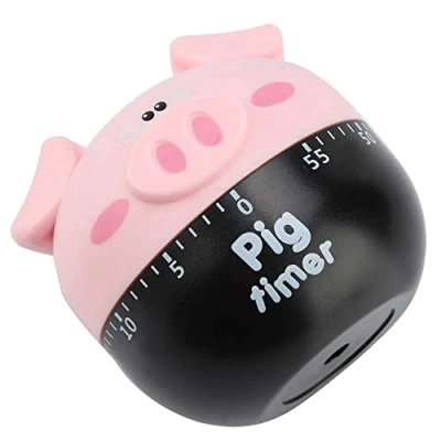 Afbeelding van Leuke Cartoon Varken Keuken Timer Koken Mechanische Home Decor Tellers voor Timing Tool roze