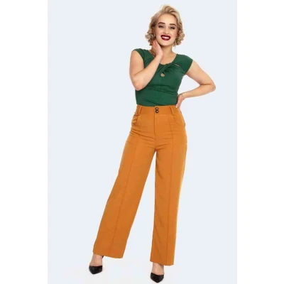 Afbeelding van Voodoo Vixen Wijde broek M Mustard Geel