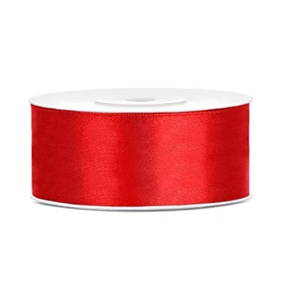 Afbeelding van Satijnlint Polyester Strik En Geschenkverpakking 6/12/25/38/50/100mm x 25m (Maat 25mm Kleur Rood)