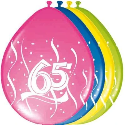 Afbeelding van Ballonnen 65 jaar swirl 8 stuks