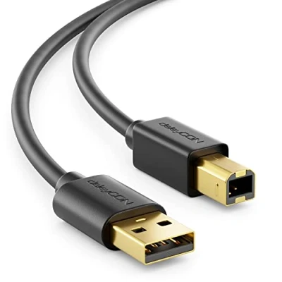Afbeelding van deleyCON 2m USB 2.0 Datakabel Printer Kabel Scannerkabel A Stekker naar B voor Drukkers Scanner Zwart