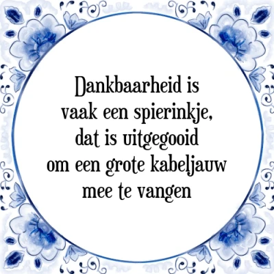 Afbeelding van Dankbaarheid is vaak een spierinkje, dat uitg Tegeltje + Spreuk