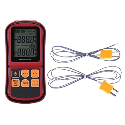 Afbeelding van RGBS Dual Channel Digitale Thermometer met twee K Type Thermokoppels Temperatuur Meter LCD Backlight voor K/J/T/E/R/S/N thermokoppel