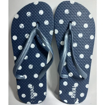 Afbeelding van Teenslippers Rival Maat 31 Donkerblauw met Witte Stippen Polkadots Meisjes Strandslipper