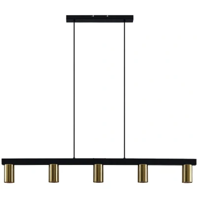 Afbeelding van Lindby hanglamp 5 lichts staal H: 10.5 cm GU10 messing, zwart