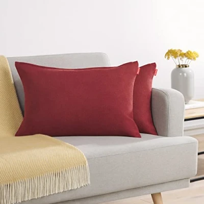 Afbeelding van Blumtal Chenille Kussenslopen Set van 2 Zacht en met Blinde Rits Kussenhoes 40 x 60, Aurora Red Rood
