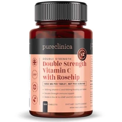 Afbeelding van Vitamine C met Rozenbottel 2000 mg (1000 &amp; 1000 Extract) x 180 TABLETTEN 6 MAANDEN VOORRAAD! SKU: ROSEC3