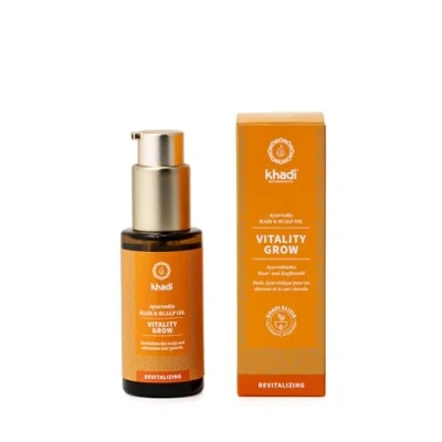 Afbeelding van khadi VITALITY GROW Ayurvedische haarolie, rozemarijn voor meer volume &amp; haargroei, tegen haaruitval, 100% natuurlijk, plantaardig veganistisch, siliconen parabenenvrij, natuurlijke cosmetica 50ml