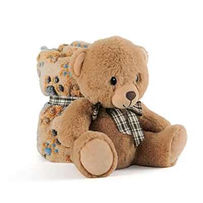 Afbeelding van Bruine Knuffeldeken met Knuffeldier Zachte Babydeken voor Peuter Kleuter Soft Teddybeer Eerste Deken Pasgeboren 0 Maanden Plaid Blanket Kind 1 2 3 Jaar 120x80 cm Perletti (Teddybeer)