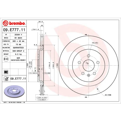 Afbeelding van Brembo Remschijven 09.E777.11