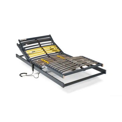 Afbeelding van Beter Bed Bossflex 400 Lattenbodem 70 x 190 cm Elektrisch Verstelbaar Bedbodem Bedraad Max. 120kg Antraciet/Geel