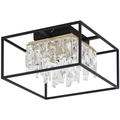 Afbeelding van Lucande LED plafondlamp met dimmer 1licht Ijzer, plastic H: 24 cm goud, kristal, zwart Inclusief lichtbron