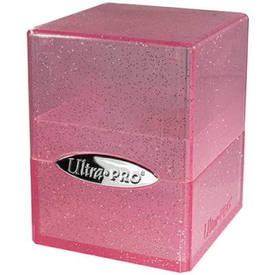 Afbeelding van Deckbox Satin Cube Pink with Silver Glitter