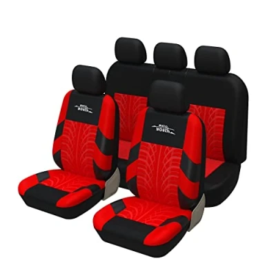 Afbeelding van Autoyouth Autostoelhoezen universele pasvorm volledige set autostoelbeschermers Tire Tracks autostoelaccessoires 9 stuks, rood