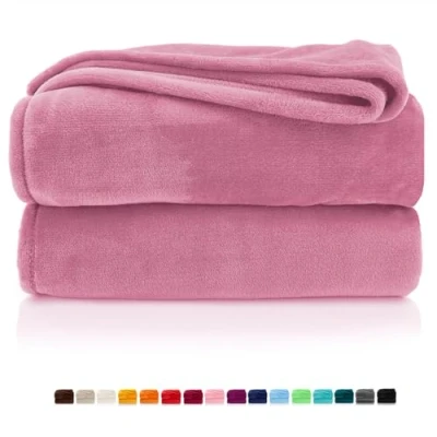 Afbeelding van Knuffeldeken, wollig, flanel, woondeken, warm, Oekotex sprei, bankdeken, pluisvrije fleecedeken, super zacht, XL deken, 150 x 200 cm, type 380, houtroos