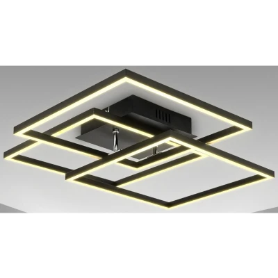 Afbeelding van B.K.Licht LED Frame Plafondlamp zwart l: 56.8cm 3.000K 40W