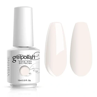 Afbeelding van Vishine Nagellak, semi permanent, gel, UV, LED, soak off, manicure, zuiver wit (1357)