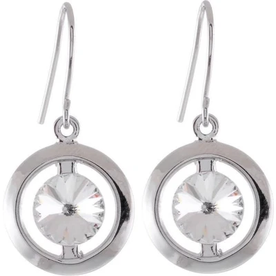 Afbeelding van Behave Oorbel hanger swarovski elements blinkend zilverkleur 16mm lengte