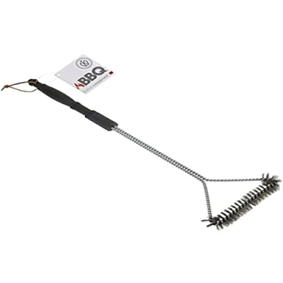 Afbeelding van BBQ staalborstel driehoek zilver/zwart 55 cm