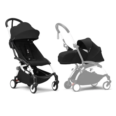 Afbeelding van Stokke YOYO3 kinderwagen met newbornpakket Inclusief wit frame, YOYO 6+ kleurenpakket (zwart) en 0+
