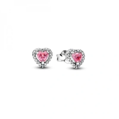 Afbeelding van Pandora 298427C02 Elevated Pink Heart Oorstekers inStock horloge Zilverkleur