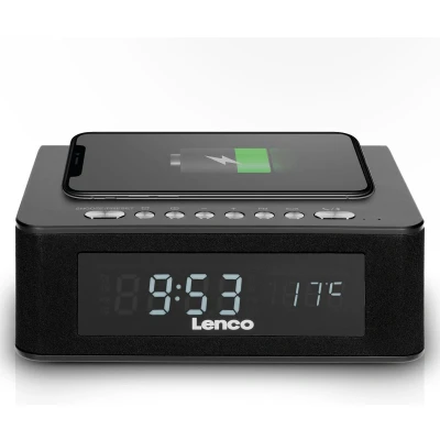 Afbeelding van Lenco CR 580BK Wekkerradio met Qi Wireless Smartphone oplader Temperatuurweergave Zwart