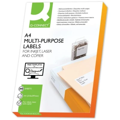 Afbeelding van Q CONNECT etiketten, wit, rechte hoeken, 210 x 148,5 mm, 200 vel, 2 etiketten per vel