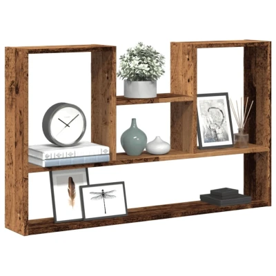 Afbeelding van Wandschap 99x15x60 cm bewerkt hout oud houtkleurig