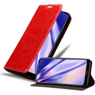 Afbeelding van Cadorabo Hoesje geschikt voor Nokia 2.4 in APPEL ROOD Beschermhoes met magnetische sluiting, standfunctie en kaartvakje Book Case Cover Etui