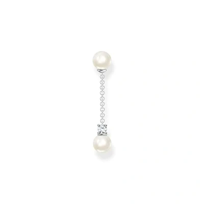 Afbeelding van Thomas Sabo Dames enkele oorbel parel met witte steen 925 Sterling zilver H2212 167 14, Eén maat, zilver, Zirkonia