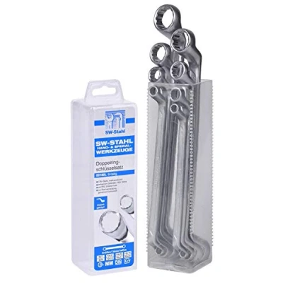 Afbeelding van SW Stahl 00180L dubbele ringsleutelset 6 22 mm, 8 delig, diep gebogen I ringsleutel sleutelset