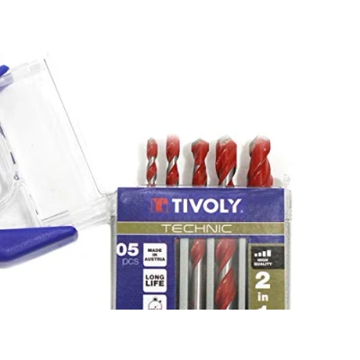 Afbeelding van Tivoly 10913070002 boorset, 2 in 1, betontegels, Technic, rood, grijs, 5 delige set