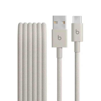 Afbeelding van Beats kabel voor USB A naar C Geweven, snelladen, stevig ontwerp dat niet in de knoop raakt, compatibele oplader Apple en Android apparaten met (1,5 m) Stroomsteen