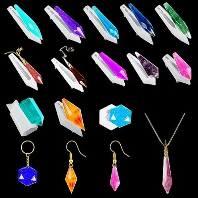 Afbeelding van FineInno 13 Stuks Hanger Hars Mallen Pendulum Silicone Mold Sieraden Epoxyhars Gietvorm voor DIY Craft Oorbellen Ketting maken