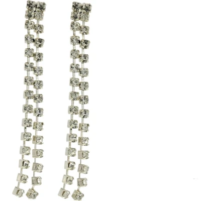 Afbeelding van Behave Oorbellen hangers zilver kleur met steentjes