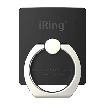 Afbeelding van iRing Telefoonhouder voor de vinger Afneembare telefoonring 360 graden rotatie 180 kantelfunctie Mat zwart