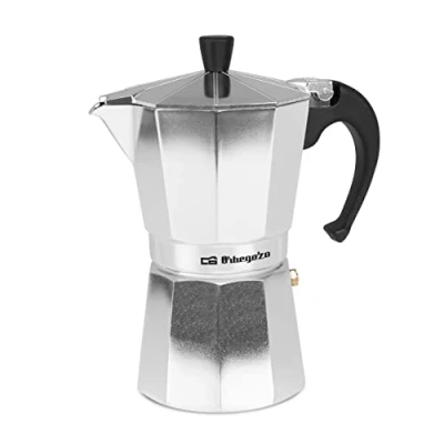 Afbeelding van Orbegozo KF 600 Italiaans koffiezetapparaat van aluminium, inhoud 6 kopjes (280 ml), ergonomische handgreep, veiligheidssluiting, afneembaar filter