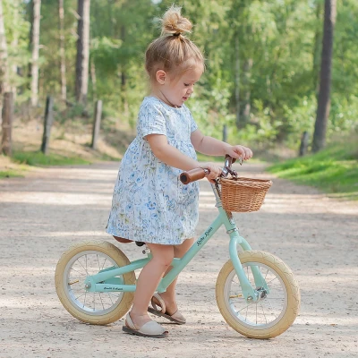 Afbeelding van Bandits &amp; Angels loopfiets Retro Rider mint met mandje 2.5 jaar jongens en meisjes metaal