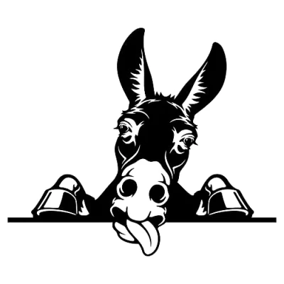 Afbeelding van Finest Folia Stickers Peeking Dieren Decoratieve Zelfklevend waterbestendig voor Auto Koelkast Laptop Koffer Autosticker K151 (Zwart mat, 03 Ezel)
