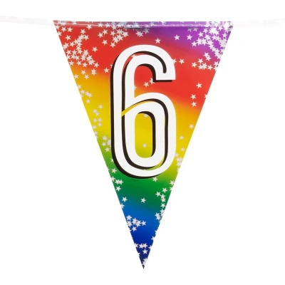 Afbeelding van Vlaggenlijn 6 jaar versiering vlaggetjes slinger meter Vlaggenlijnen