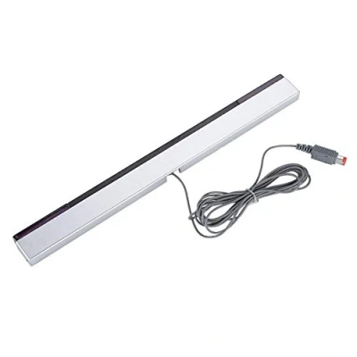 Afbeelding van Infrarood bewegingssensor, bekabeld, met sensor, compatibel Wii/Wii U, bekabelde melderstrip houder die het mogelijk maakt om de ontvanger eenvoudig bovenaan te brengen.